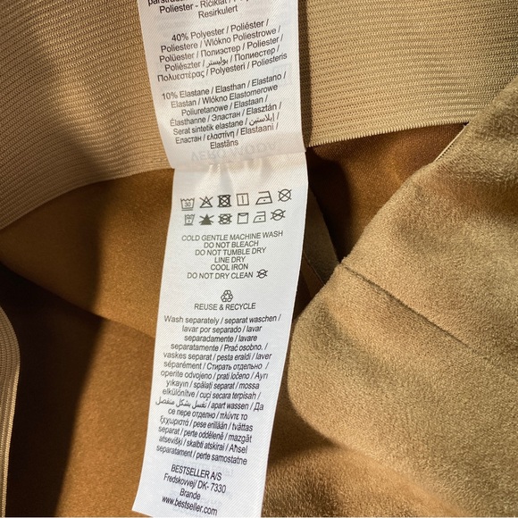 Vero Moda Velvet Tan Coloured High Wasted Pants Skinny Leg Size Medium - Picture 6 of 8